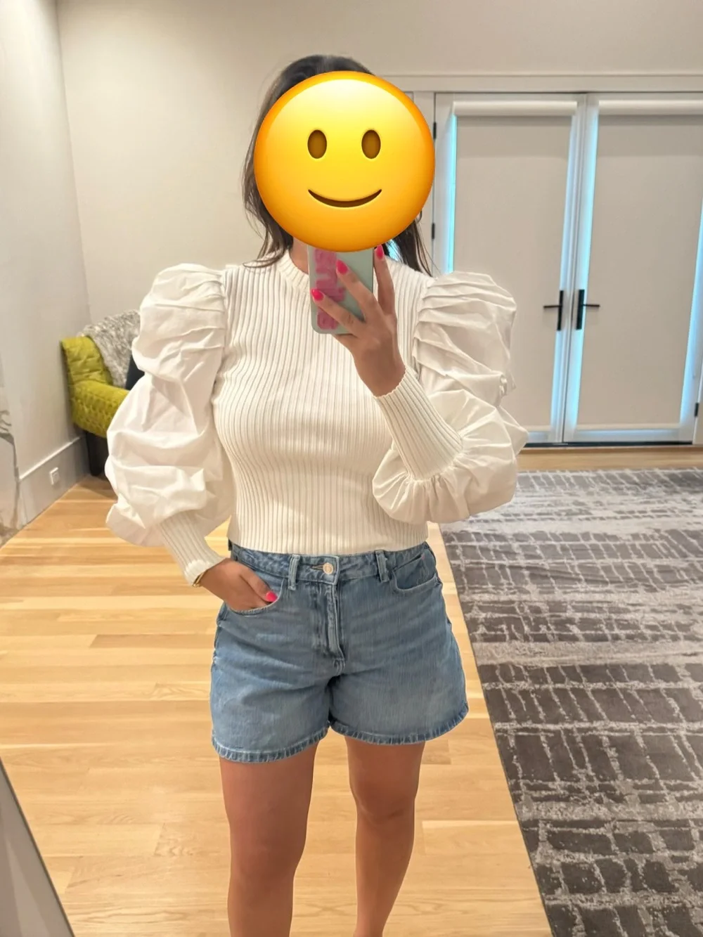 Zara white puff sleeve blouse-Med